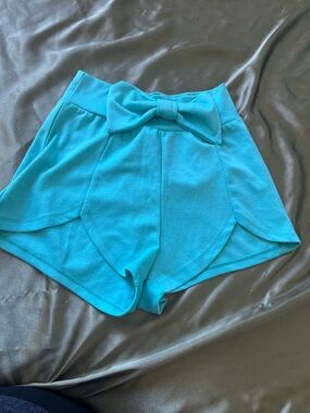 UK2LA High-Waist Bow Front Shorts - Turquoise